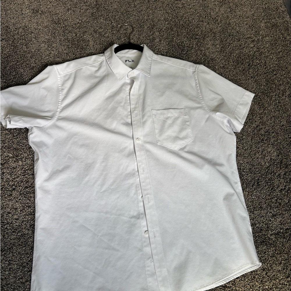 FLX Men's Classic White Button Down Shirt